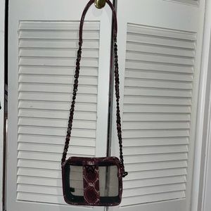 Kelly Wynne maroon clear bag